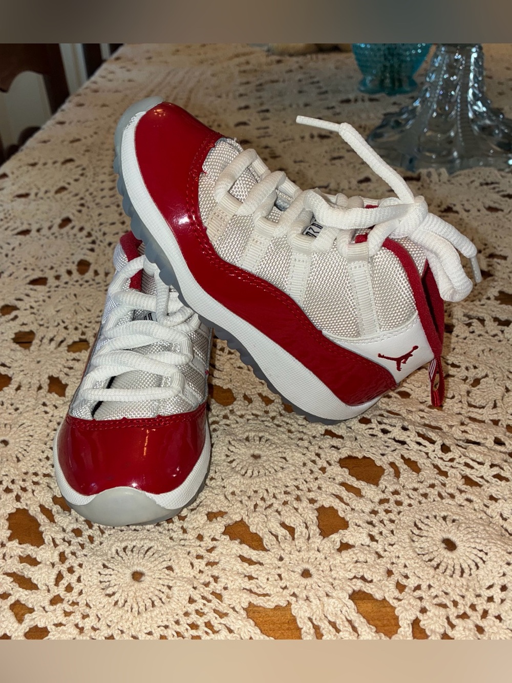 Jordan Kids' Red and White Retro Low-Top Sneakers